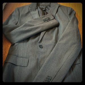 Ann Taylor Gray Pinstripe Blazer/Suit Coat